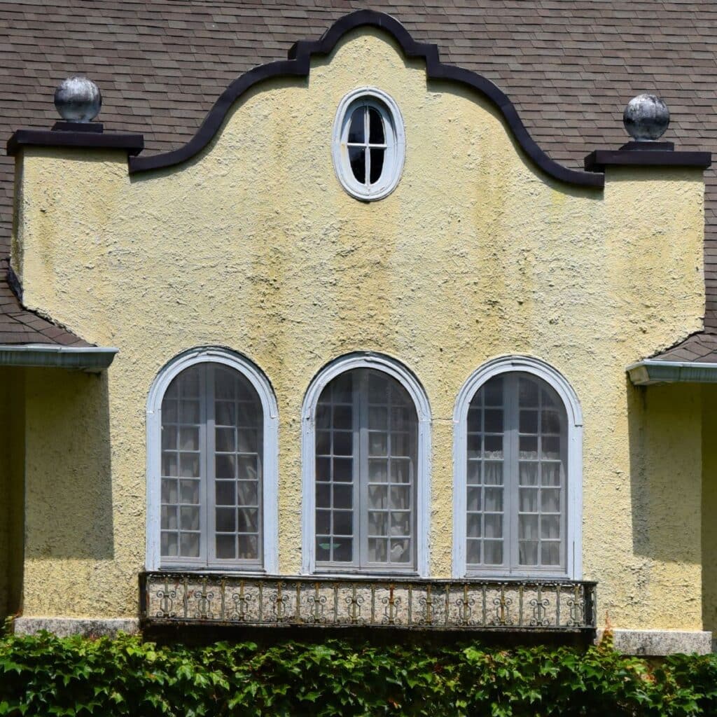stucco painting on a vintage building